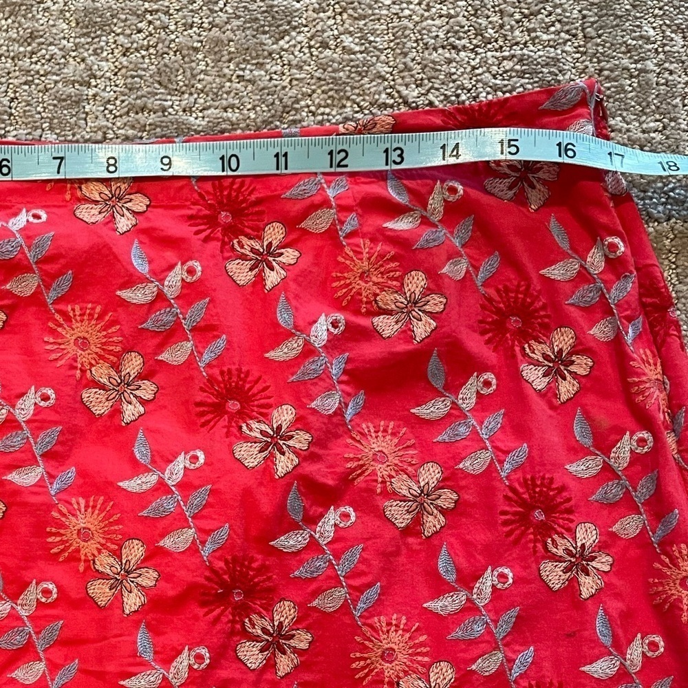 JOHNNY WAS Dark Pink Floral Embroidered Skirt,
Side Zip, Below Knee Length, L - Picture 8 of 13